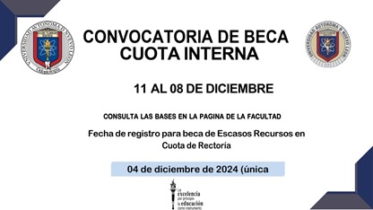 Convoctoria para beca de cuota interna de Reingreso a Licenciatura para el semestre enero – junio 2025